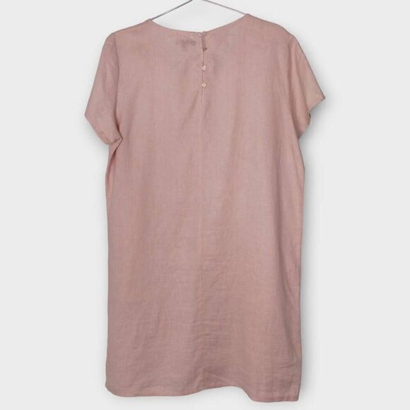 For Cynthia Womens Dress Sz Large Pink Cotton Pockets Short Sleeves Scoop Casual - Picture 2 of 11